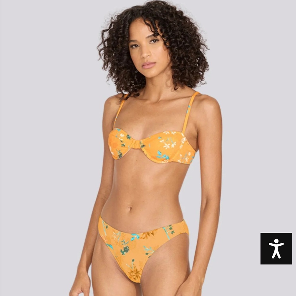 SOLID & STRIPED Floral Print Orange Bikini Arlo bottom and Maisie top
